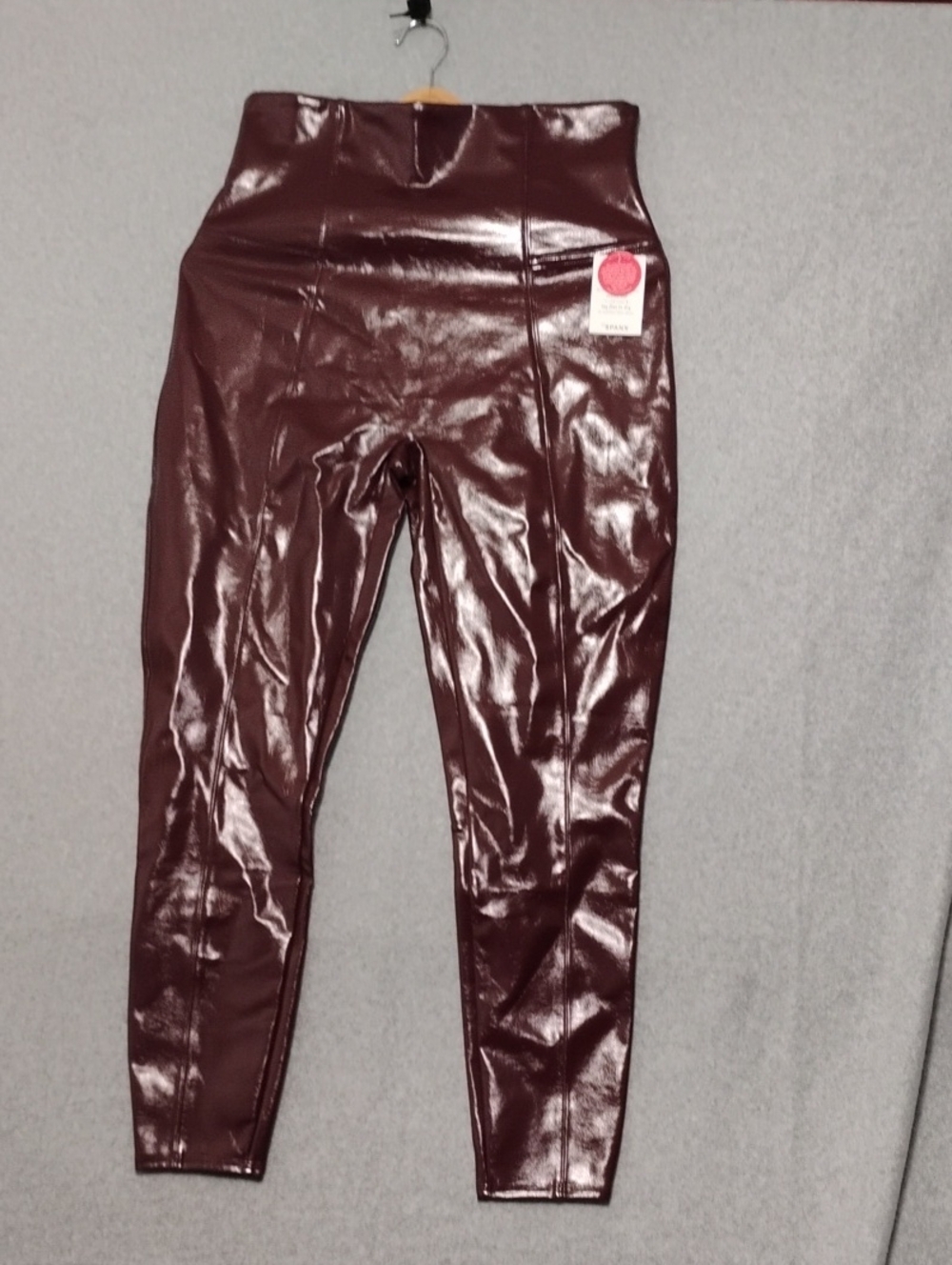 SPANX Faux-Leather High-Rise Leggings in Burgundy